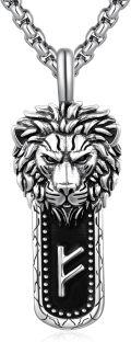 wholesale 925 Sterling Silver Black Crystal Lion Pendant Necklace-0-0