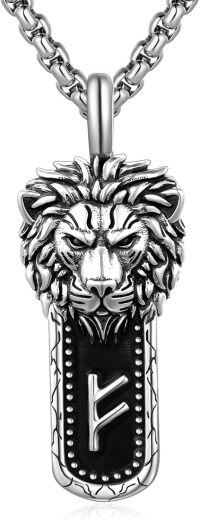wholesale 925 Sterling Silver Black Crystal Lion Pendant Necklace-Lion-B
