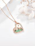 wholesale 925 Sterling Silver Plated Rose Gold Abalone Shell Heart Pendant Necklace with Mountains and Cubic Zirconia - Christian Faith Jewelry-0-1