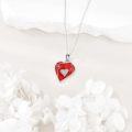 wholesale 925 Sterling Silver Red Enamel Heart & Card Pendant Necklace for Women-0-1
