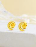 wholesale 14K Gold Crescent Moon Hoop Stud Earrings for Women - Valentines Day Gift-0-5