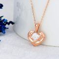 wholesale 14K Rose Gold Moissanite Flower Knot Pendant Necklace with Butterfly Charm for Women-0-2