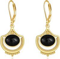 wholesale 925 Sterling Silver Black Onyx Teardrop Leverback Earrings - Bohemian  for Women-Black Onyx F
