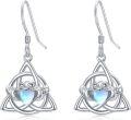wholesale 925 Sterling Silver Emerald Green Moonstone Irish Claddagh Dangle Earrings-0-0