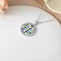 wholesale 925 Sterling Silver Abalone Shell Natural Cubic Zirconia Taurus Zodiac Necklace 12 Constellation Coin Pendant-0-2