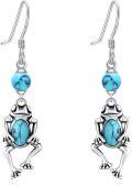 wholesale 925 Sterling Silver Frog Turquoise Drop Earrings for Women Girls  4cm Long-0-0