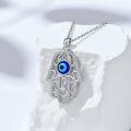 wholesale 925 Sterling Silver Blue Evil Eye Hamsa Hand Pendant Necklace for Women-0-1