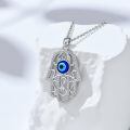 wholesale 925 Sterling Silver Hamsa Hand Evil Eye Pendant Necklace For Women Fashion Jewelry-0-1