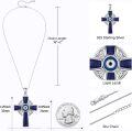 wholesale 925 Sterling Silver Blue Lapis Lazuli Celtic Cross Trinity Knot Pendant Necklace-0-4