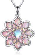 wholesale 925 Sterling Silver Pink Fire Opal Lotus Flower Pendant Necklace-0-0