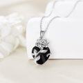 wholesale 925 Sterling Silver Black Onyx Rose Flower Heart Urn Pendant Necklace for Ashes Keepsake Memorial s 48 Chain-0-4
