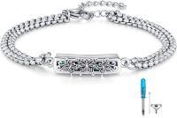 wholesale 925 Sterling Silver Butterfly Cremation Urn Bracelet with Funnel and Fill Tool - Memorial Keepsake Jewelry for Ashes (Green Stone)-B-Butterfly