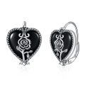 TOUPOP Sterling Silver Black Agate Butterfly Celtic Rose Leverback Dangle Earrings-0-0