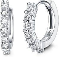 wholesale 925 Sterling Silver Round Cubic Zirconia Huggie Hoop Earrings for Women Gift Ideas-11-Cubic Zirconia Hoop Earrings