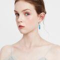 wholesale  Sterling Silver Rectangle Turquoise Dangle Earrings for Women Elegant Lightweight Gift-0-2