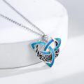 wholesale 925 Sterling Silver Blue Opal Celtic Knot Pendant Necklace for Women-0-1