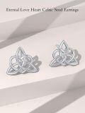 wholesale 925 Sterling Silver Celtic Knot Tree of Life Heart Stud Earrings - Irish  for Women-0-9