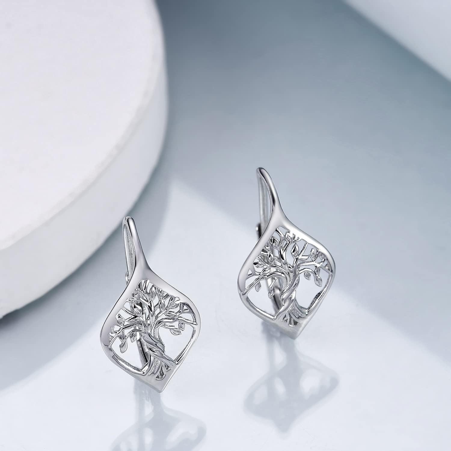 Sterling Silver Leverback Dangle Drop Hoop Earrings for Women Birthday Anniversary Christmas Gifts-0-4