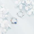 wholesale 925 Sterling Silver Blue Enamel Flower Hoop Earrings for Women-0-1