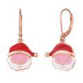 wholesale 925 Sterling Silver Pink Enamel Santa Claus Dangle Earrings for Women-0-0