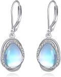 wholesale 925 Sterling Silver White Gold Plated Moonstone Boho Earrings 12mm-0-0