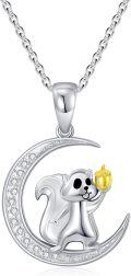 wholesale 925 Sterling Silver Squirrel Moon Acorn Charm Pendant Necklace for Women Wife Gifts-0-0