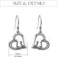 wholesale 925 Sterling Silver Heart-Shaped Giraffe Family Dangle Drop Earrings for Women Gifts-0-3