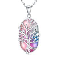TOUPOP Sterling Silver Iridescent Pendant Tree Of Life Necklace-undefined