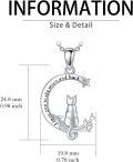 wholesale Cat Gifts For Women 925 Sterling Silver Heart Moon Cat Necklace Pendant Women Jewelry Halloween Christmas Gifts -0-1