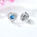 wholesale 925 Sterling Silver Birthstone Heart Stud Earrings Jewelry Gifts for Women-0-8