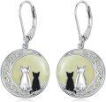 wholesale 14K Gold Plated Sterling Silver Round Natural Jade Earrings for Women-0-0
