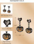 wholesale 925 Sterling Silver Black Pumpkin Jack-o'-Lantern Clip-on Halloween Earrings Gift for Women and Girls-0-4