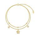wholesale 14k Gold Double Layer Necklace With Lab Diamond Accent Flower Charm-0-0