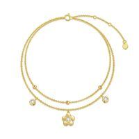 wholesale 14k Gold Double Layer Necklace With Lab Diamond Accent Flower Charm-Style 1
