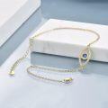 wholesale Gold 925 Sterling Silver Evil Eye Anklet with Blue Sapphire and CZs for Women-0-3