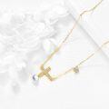 wholesale 925 Sterling Silver Plated 18k Yellow Gold Pearl & Cubic Zirconia Cross Pendant Necklace for Women-0-3