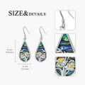 wholesale 925 Sterling Silver Abalone Shell Flower Dangle Drop Teardrop Earrings-0-4