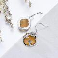 wholesale 925 Sterling Silver Tiger Eye Flower Dangle Earrings with Celtic Knot Design-0-2