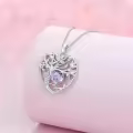 TOUPOP Sterling Silver Alexandrite Irish Celtic Heart Tree Pendant Necklace-0-4