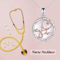 wholesale 925 Sterling Silver Stethoscope Heartbeat Nurse Pendant Necklace for Women Girls-0-2