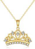 wholesale 14K Gold Crystal Tiara Crown Pendant Necklace for Women's s-0-0
