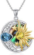 wholesale Sterling Silver Celtic Moon Sun Star Necklace for Women Girls-0-20