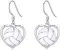 wholesale 925 Sterling Silver Heart-Shaped Volleyball Drop Earrings Sporty Gift for Her-0-0