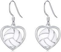 wholesale 925 Sterling Silver Heart-Shaped Volleyball Drop Earrings Sporty Gift for Her-Volleyball