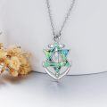 wholesale 925 Sterling Silver Green Shell Inlay Triangle Star of David Anchor Pendant Necklace for Women-0-1