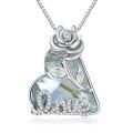 wholesale 925 Sterling Silver Crystal Love Pendant Necklace With Rose And Lettering-0-0