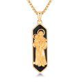 wholesale 925 Sterling Silver Gold Plated Saint Anthony Black Onyx Pendant Necklace-0-0