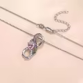 wholesale  925 Sterling Silver White Gold Plated Heart Birthstone Necklaces Wholesale with Infinity Symbol for Women, Hypoallergenic Romantic Gift-0-1