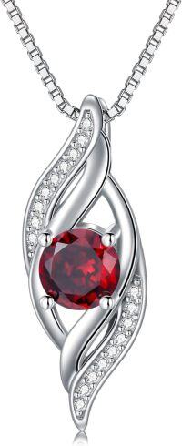 wholesale 925 Sterling Silver Birthstone Infinity Necklace for Women Love Jewelry Gift-01-Jan.-Garnet