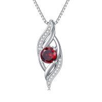wholesale 925 Sterling Silver Opal Pendant Necklace Wholesale With Cubic Zirconia Leaves Design-01-Jan.-Garnet